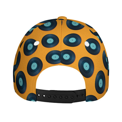 Blue Vinyl Record Pattern Print Baseball Cap
