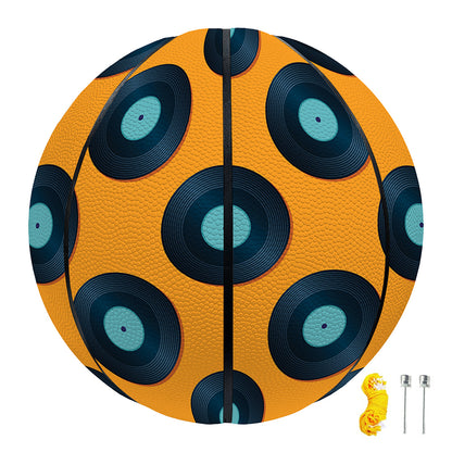 Blue Vinyl Record Pattern Print Basketball
