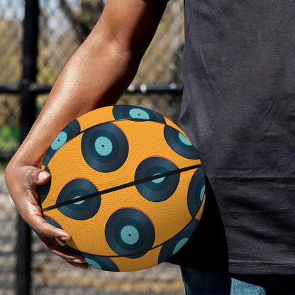 Blue Vinyl Record Pattern Print Basketball