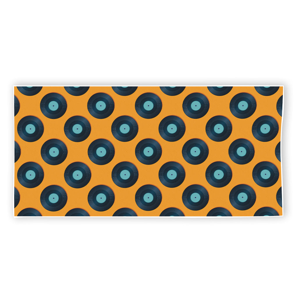 Blue Vinyl Record Pattern Print Beach Towel