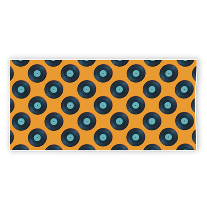 Blue Vinyl Record Pattern Print Beach Towel