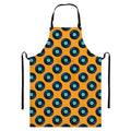 Blue Vinyl Record Pattern Print Bib Apron With Pocket