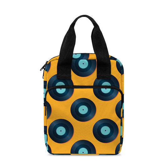 Blue Vinyl Record Pattern Print Bible Tote Bag