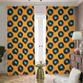Blue Vinyl Record Pattern Print Dimout Pencil Pleat Curtains