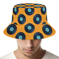 Blue Vinyl Record Pattern Print Bucket Hat