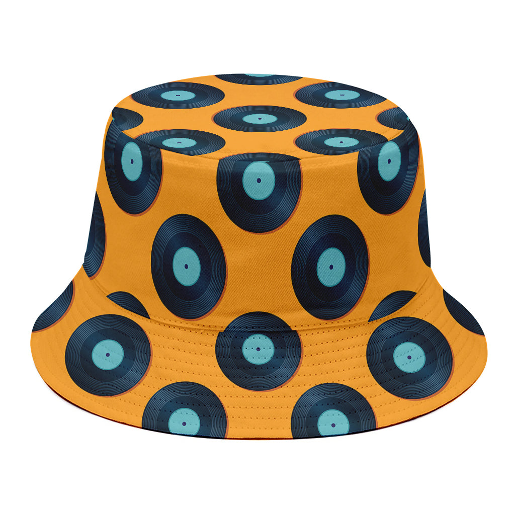 Blue Vinyl Record Pattern Print Bucket Hat