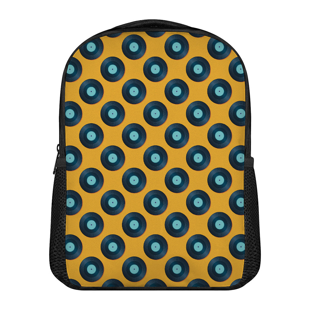 Blue Vinyl Record Pattern Print Casual Backpack