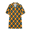 Blue Vinyl Record Pattern Print Cotton Hawaiian Shirt