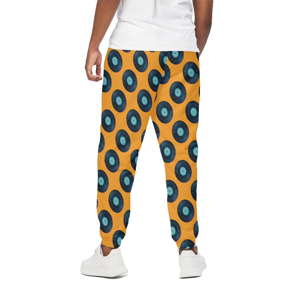 Blue Vinyl Record Pattern Print Cotton Pants