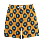 Blue Vinyl Record Pattern Print Cotton Shorts