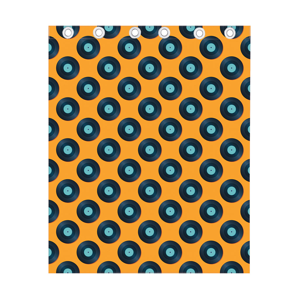 Blue Vinyl Record Pattern Print Curtain