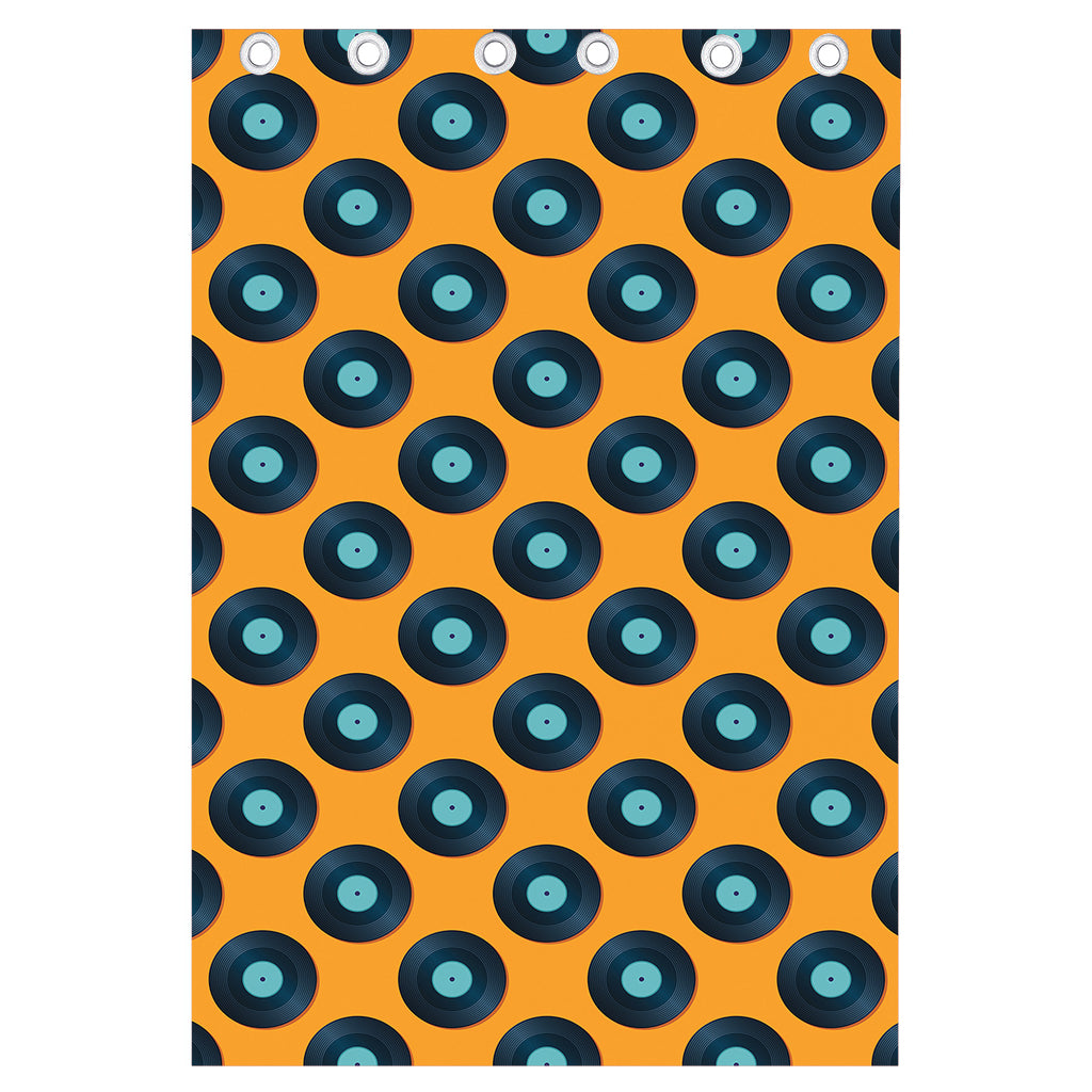 Blue Vinyl Record Pattern Print Curtain