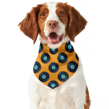 Blue Vinyl Record Pattern Print Dog Bandana