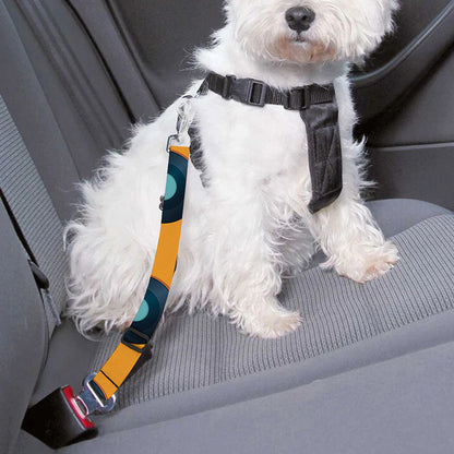 Blue Vinyl Record Pattern Print Dog Seat Belt
