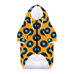 Blue Vinyl Record Pattern Print Dog Zip Up Hoodie