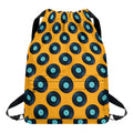 Blue Vinyl Record Pattern Print Drawstring Backpack