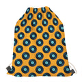 Blue Vinyl Record Pattern Print Drawstring Bag