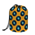 Blue Vinyl Record Pattern Print Drawstring Makeup Bag