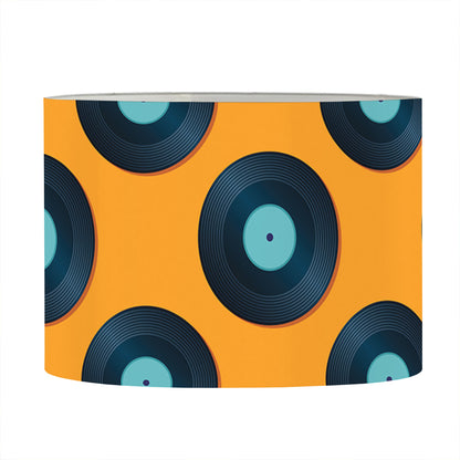 Blue Vinyl Record Pattern Print Drum Lamp Shade