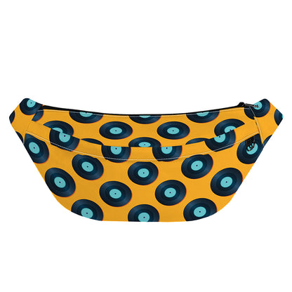 Blue Vinyl Record Pattern Print Fanny Pack