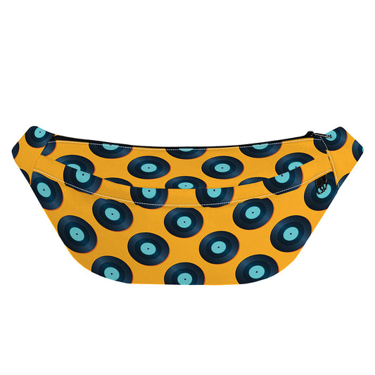 Blue Vinyl Record Pattern Print Fanny Pack