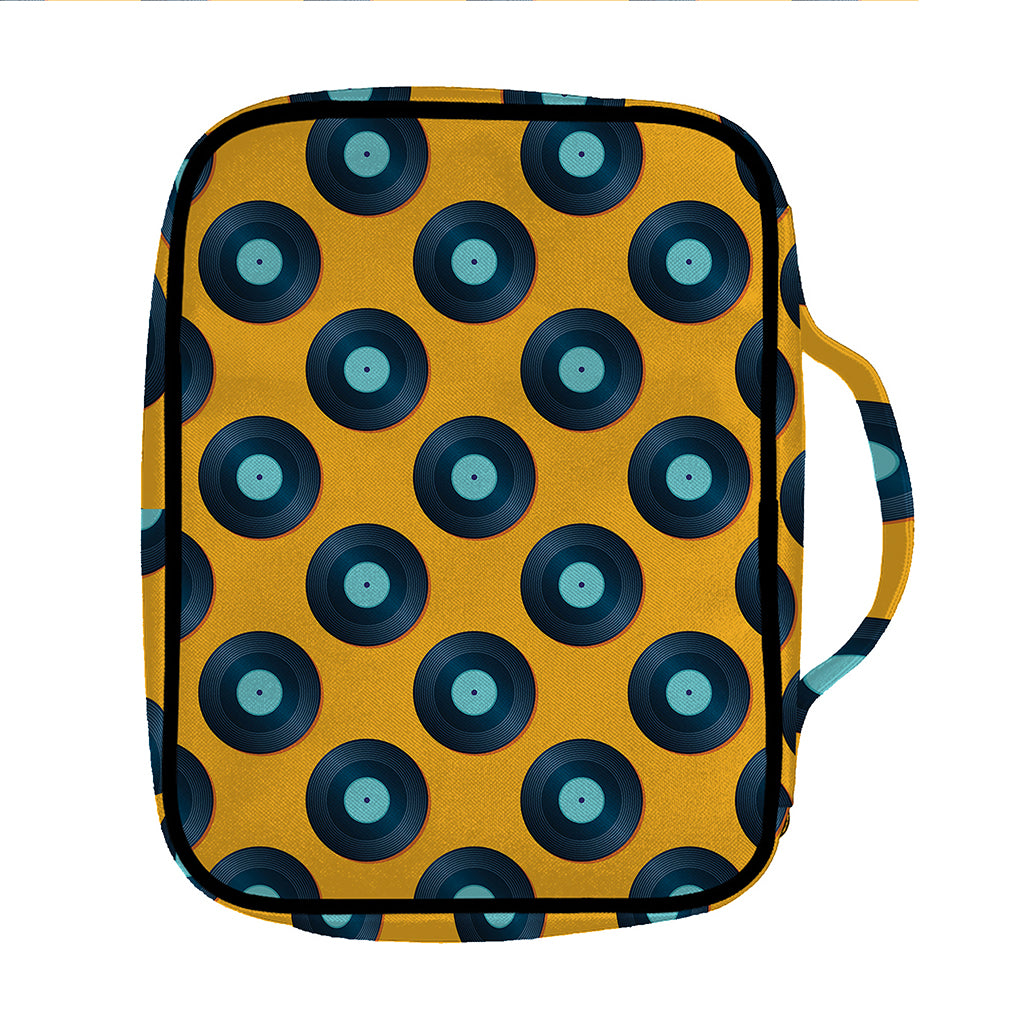 Blue Vinyl Record Pattern Print Front Pocket Bible Bag
