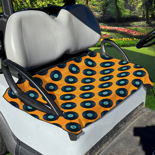 Blue Vinyl Record Pattern Print Golf Cart Seat Cover
