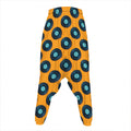 Blue Vinyl Record Pattern Print Hammer Pants