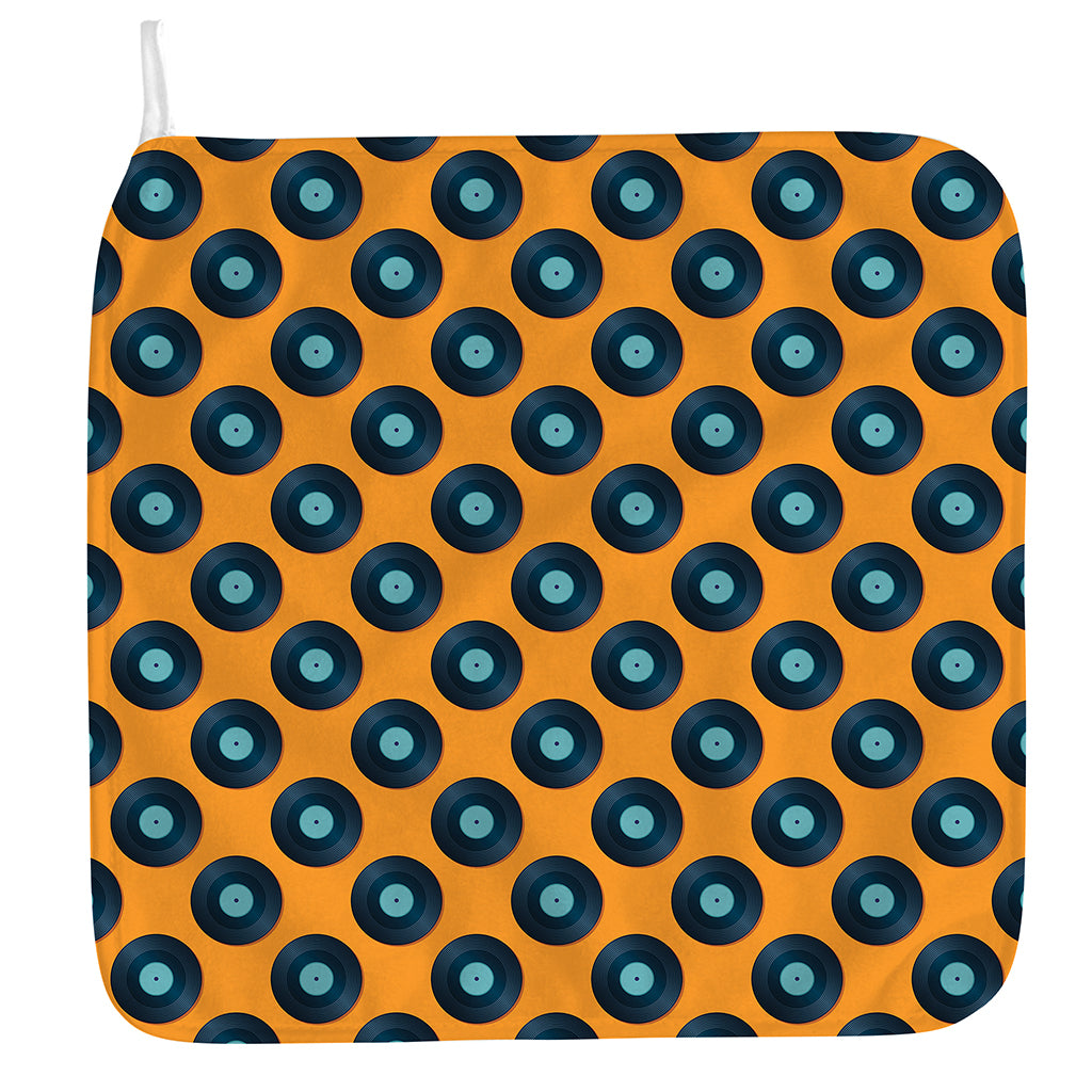 Blue Vinyl Record Pattern Print Hand Towel