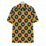 Blue Vinyl Record Pattern Print Hawaiian Shirt