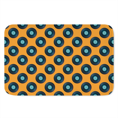 Blue Vinyl Record Pattern Print Indoor Door Mat