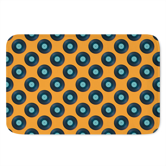 Blue Vinyl Record Pattern Print Indoor Door Mat