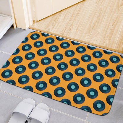 Blue Vinyl Record Pattern Print Indoor Door Mat