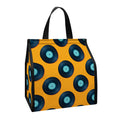 Blue Vinyl Record Pattern Print Insulated Lunch Tote