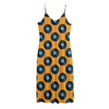 Blue Vinyl Record Pattern Print Jersey Midi Cami Dress