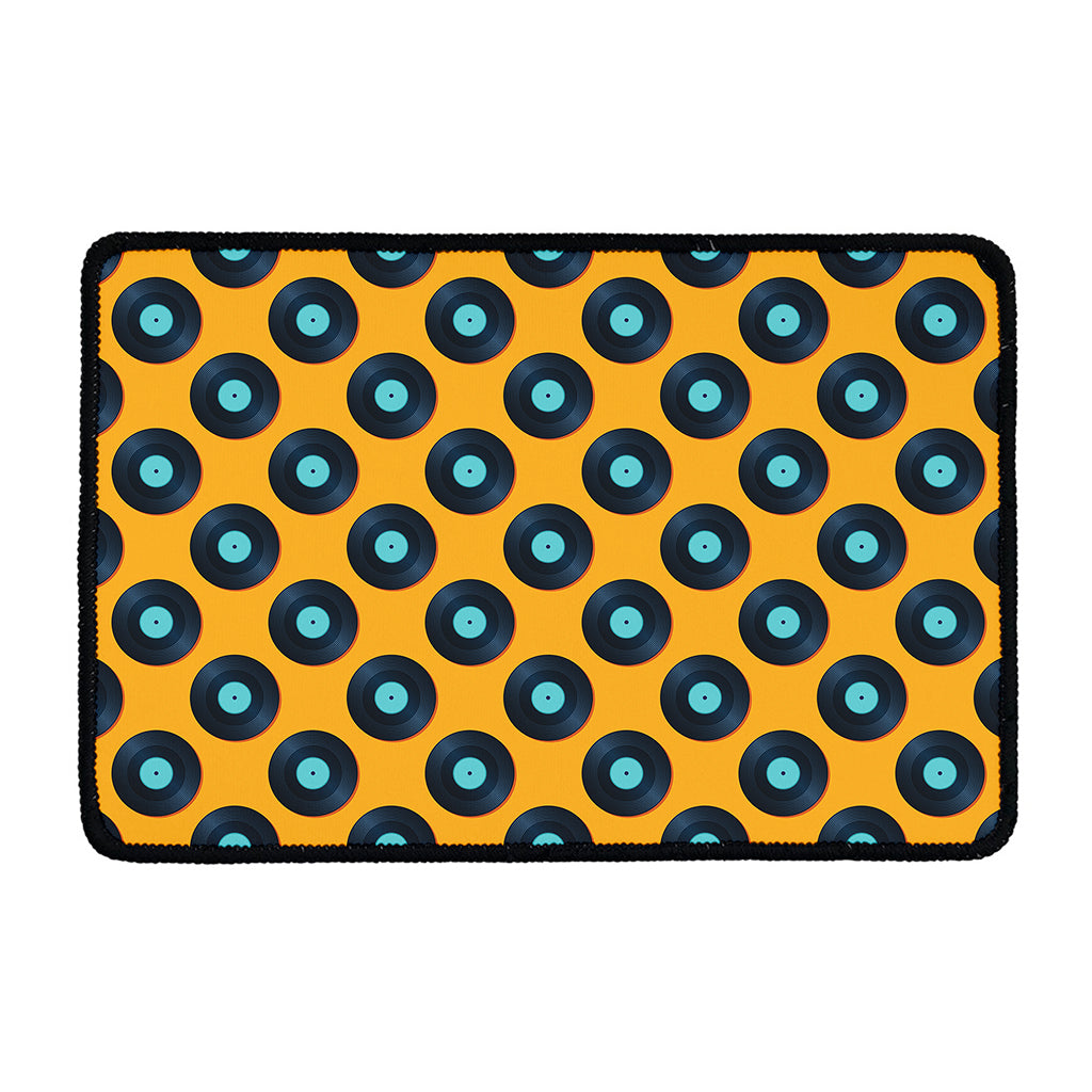 Blue Vinyl Record Pattern Print Kitchen Mat