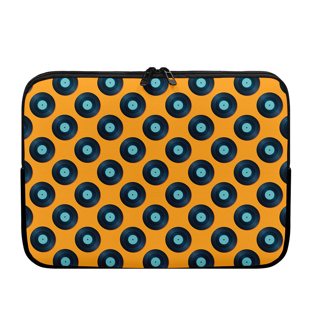 Blue Vinyl Record Pattern Print Laptop Sleeve