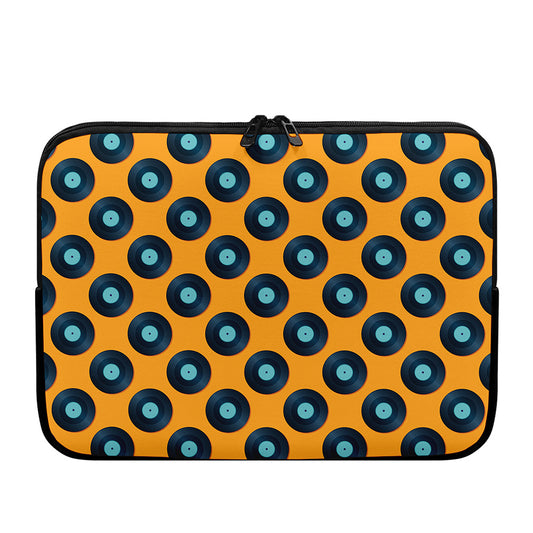 Blue Vinyl Record Pattern Print Laptop Sleeve