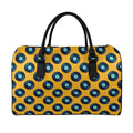 Blue Vinyl Record Pattern Print Leather Duffel Bag