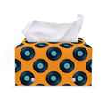 Blue Vinyl Record Pattern Print Leather Tissue Box Cover