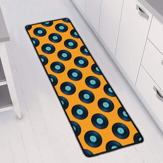 Blue Vinyl Record Pattern Print Long Kitchen Mat