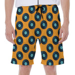 Blue Vinyl Record Pattern Print Men's Beach Shorts