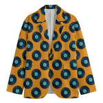 Blue Vinyl Record Pattern Print Men's Blazer
