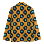 Blue Vinyl Record Pattern Print Men's Blazer
