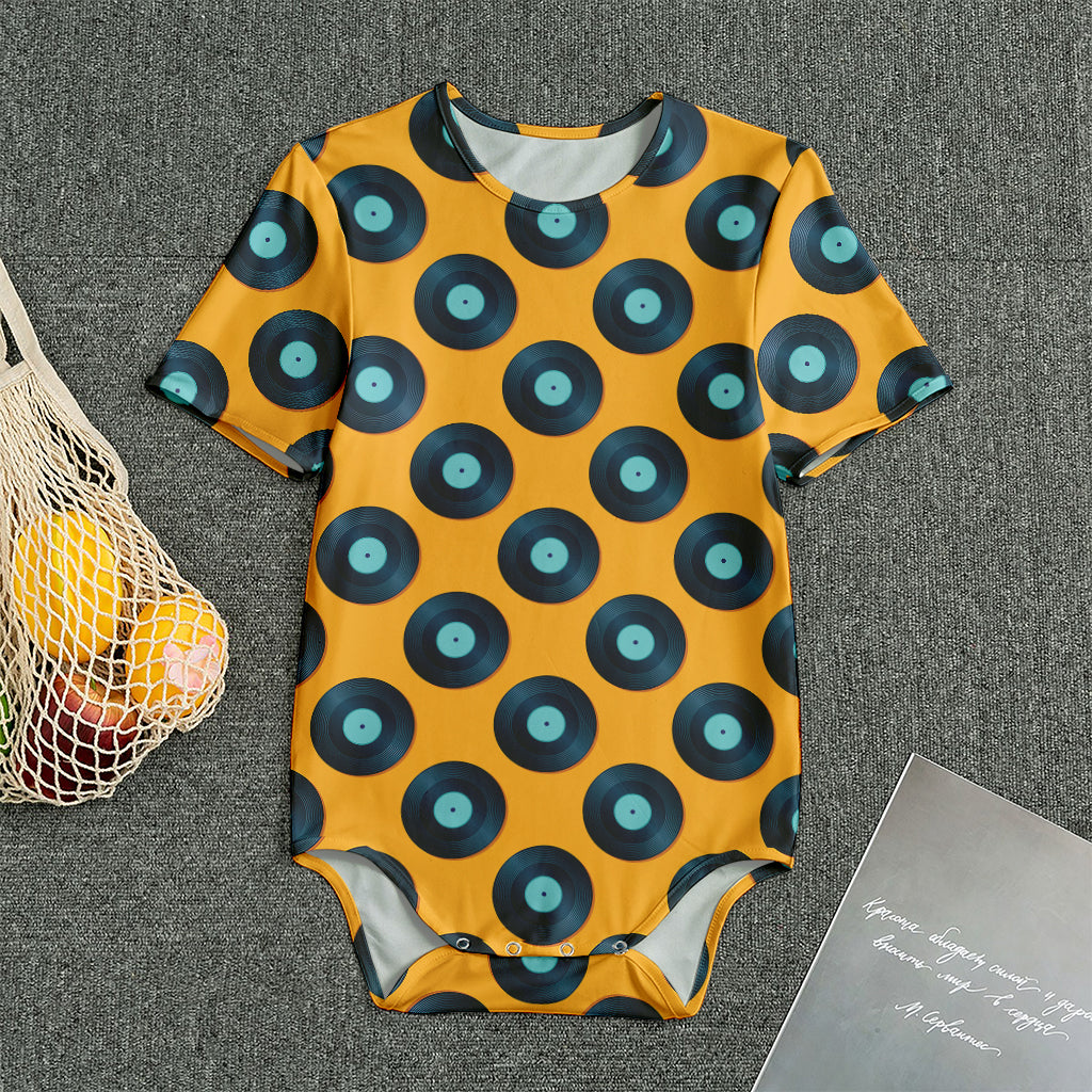 Blue Vinyl Record Pattern Print Men's Bodysuit