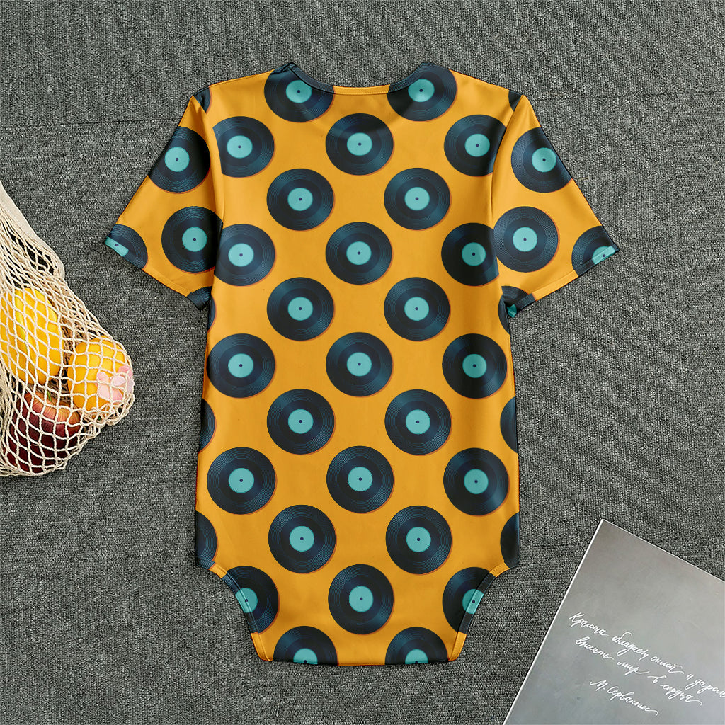 Blue Vinyl Record Pattern Print Men's Bodysuit