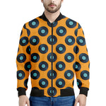 Blue Vinyl Record Pattern Print Men's Bomber Jacket