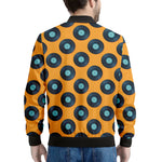 Blue Vinyl Record Pattern Print Men's Bomber Jacket