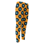 Blue Vinyl Record Pattern Print Men's Compression Pants