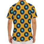 Blue Vinyl Record Pattern Print Men's Deep V-Neck Shirt